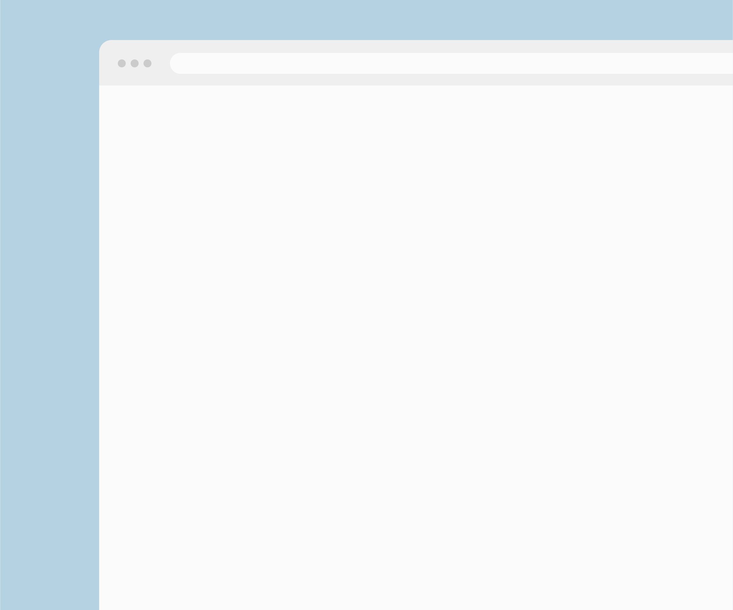 Minimalist illustration of a web browser window with a light gray header and three circular buttons on the top left, on a blue background.