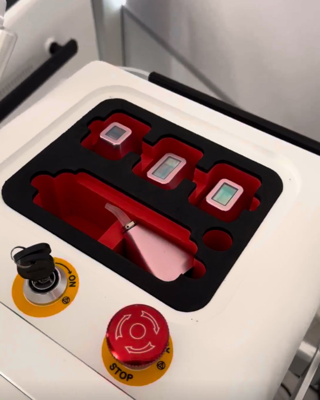 Product photography of laser machine components for BeautiMed, marketing agency content for aesthetic equipment brand