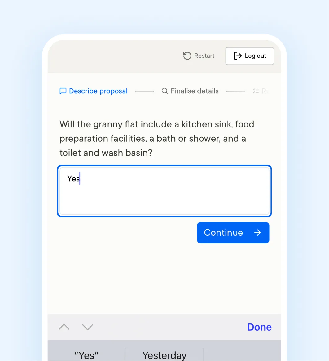 Visual of the Enquire planning tool on mobile