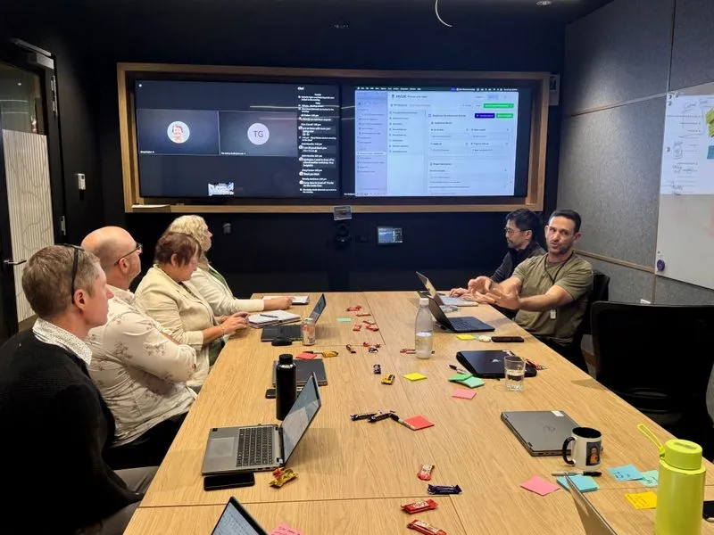 The myLot team presenting their planning tools to a board of council workers