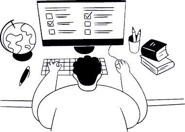 Illustration of a person working at a computer