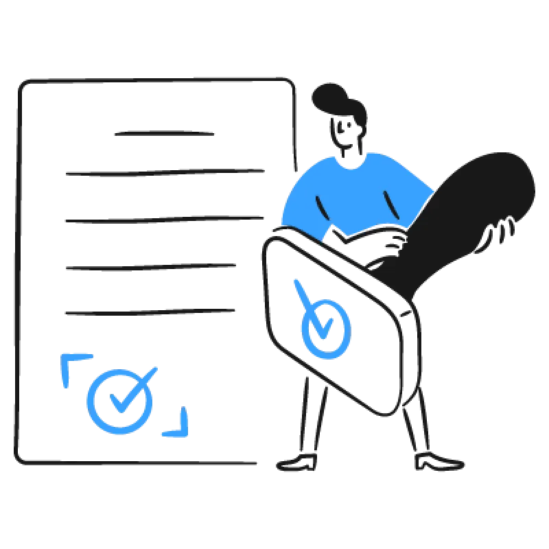Illustration of someone stamping approval on a document