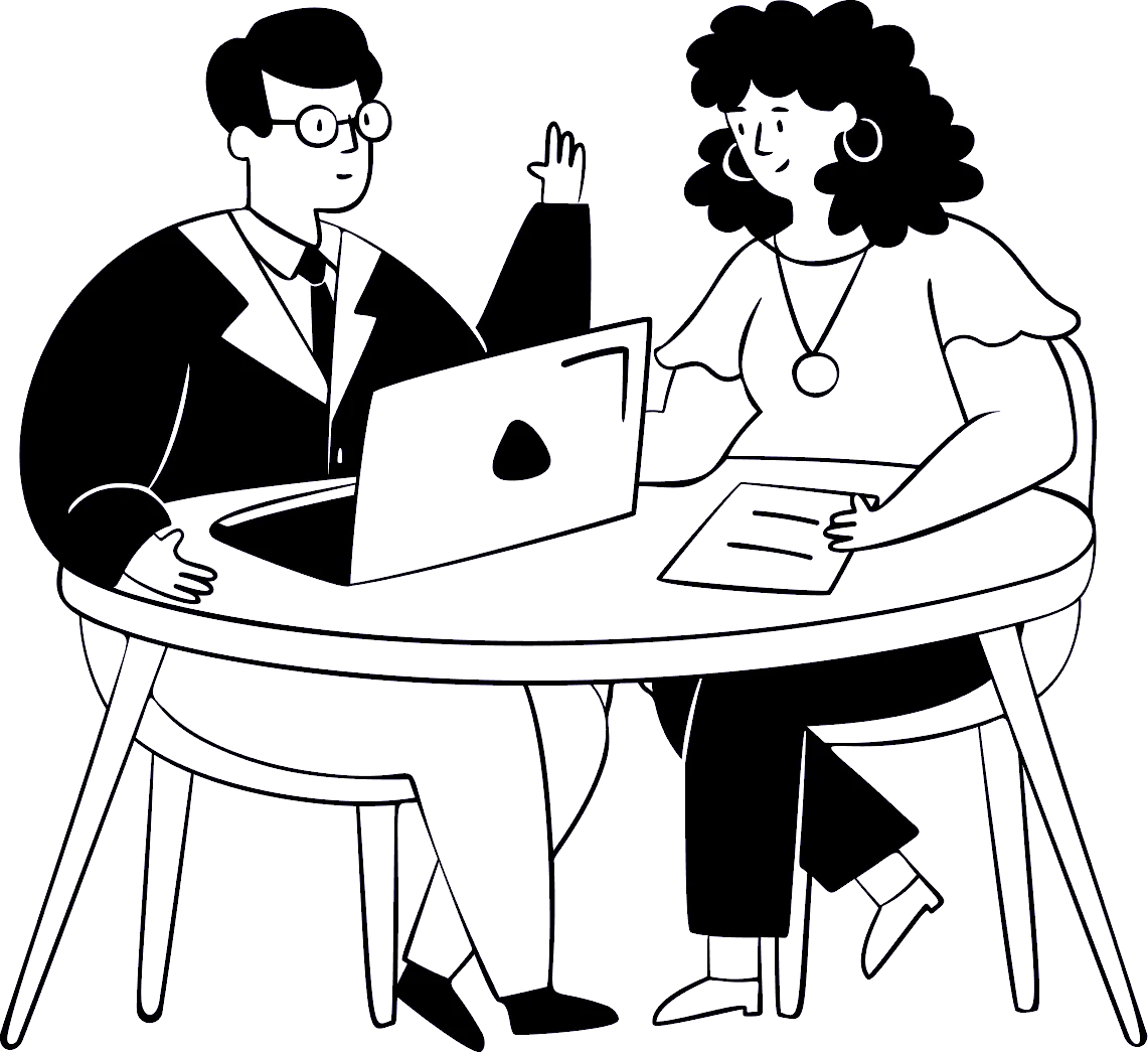 Illustration of two people collaborating