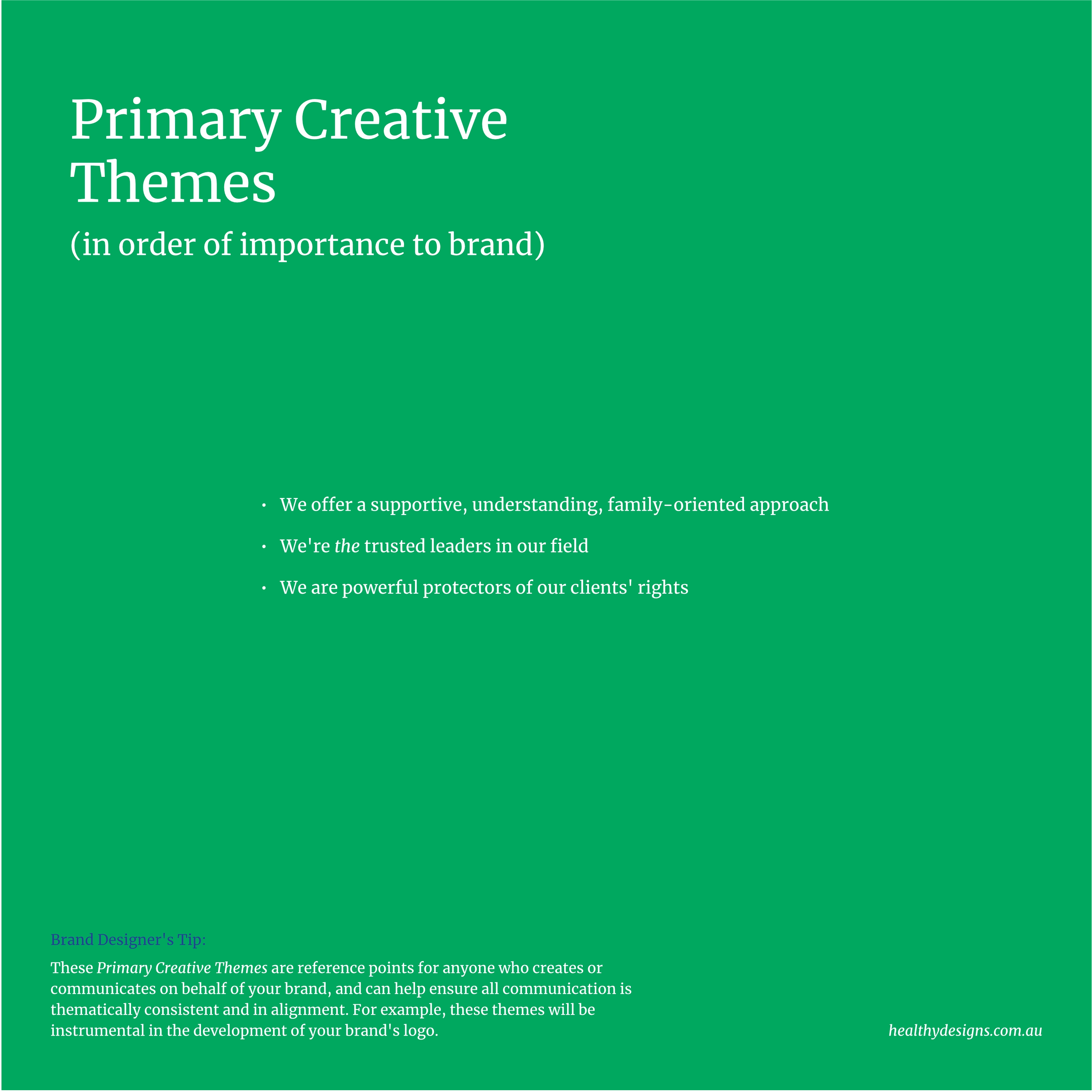 Brand Vision Showcase (Primary Creative Themes page)