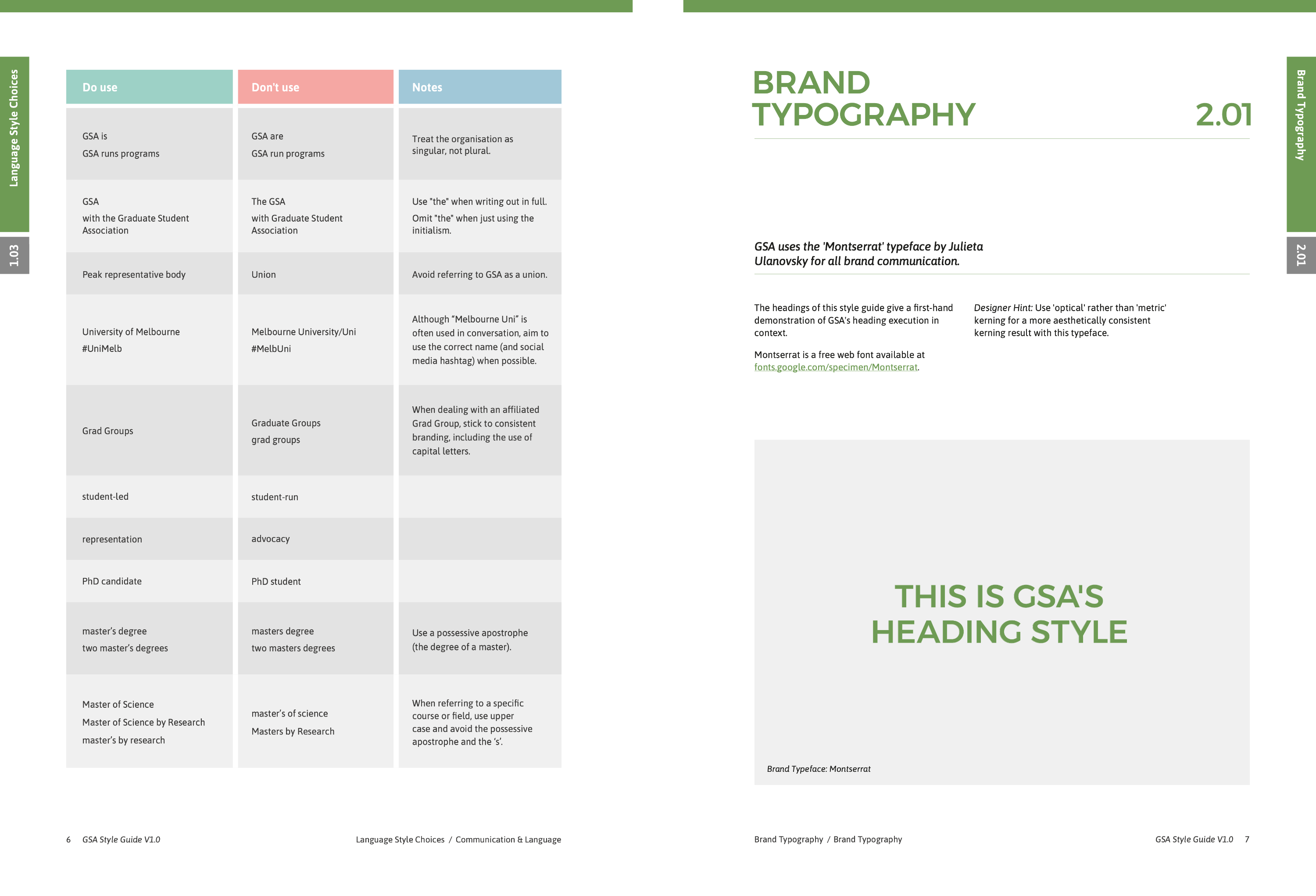 GSA Style Guide (page 6 & 7)