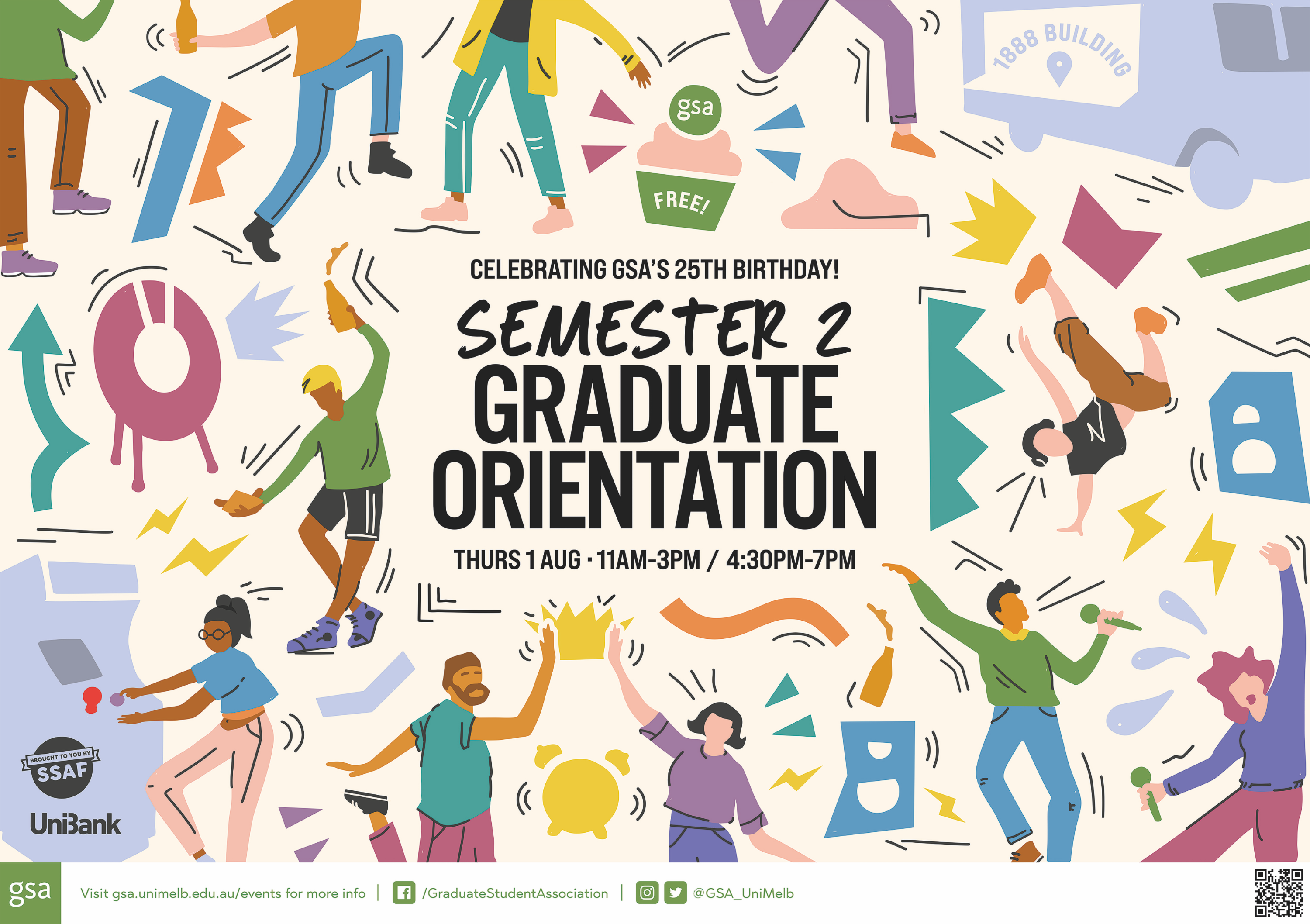 GSA A2 Semester 2 Graduate Orientation event poster 