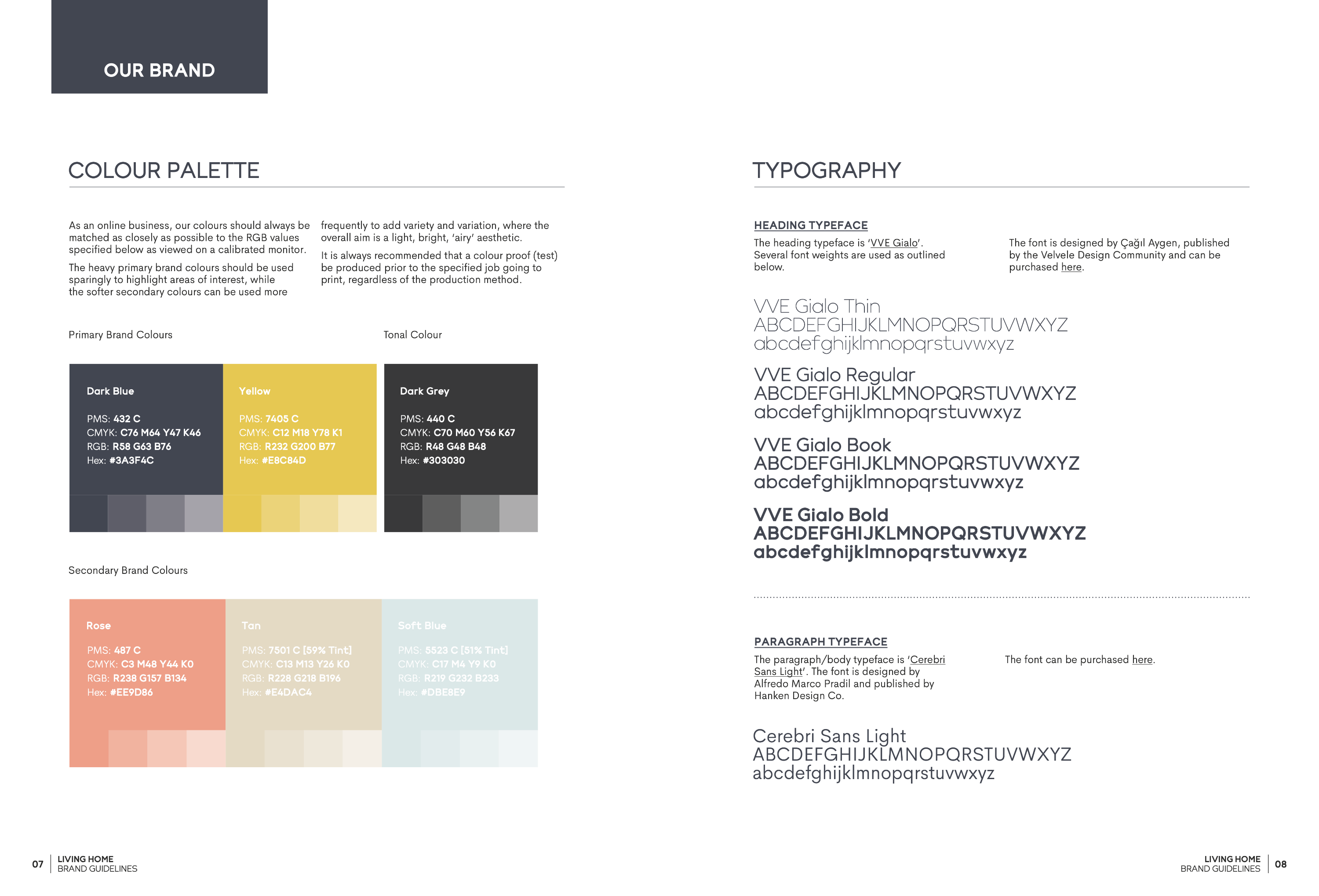 Living Home style guide (page 7 & 8)