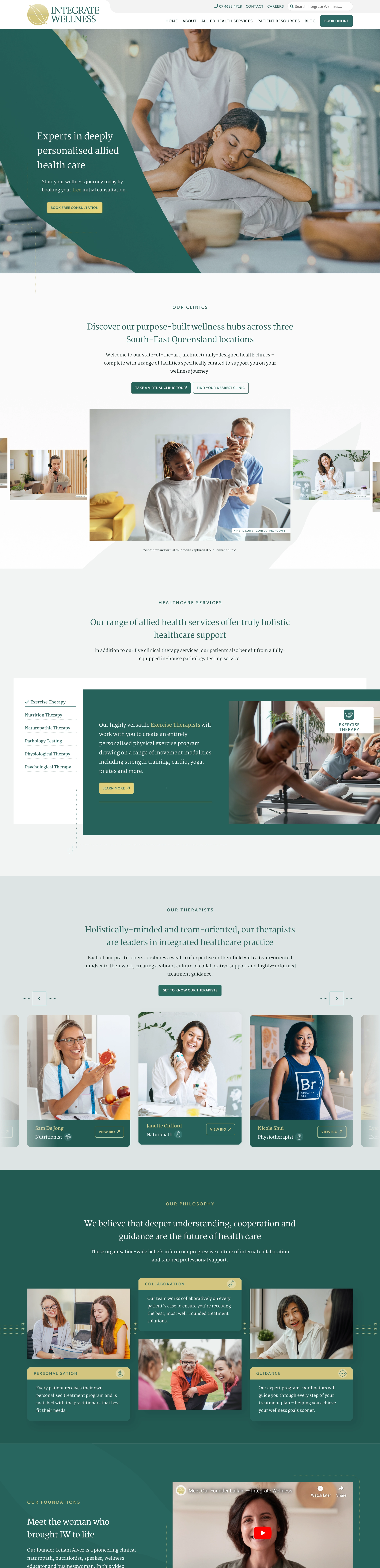 Integrate Wellness website design (homepage)