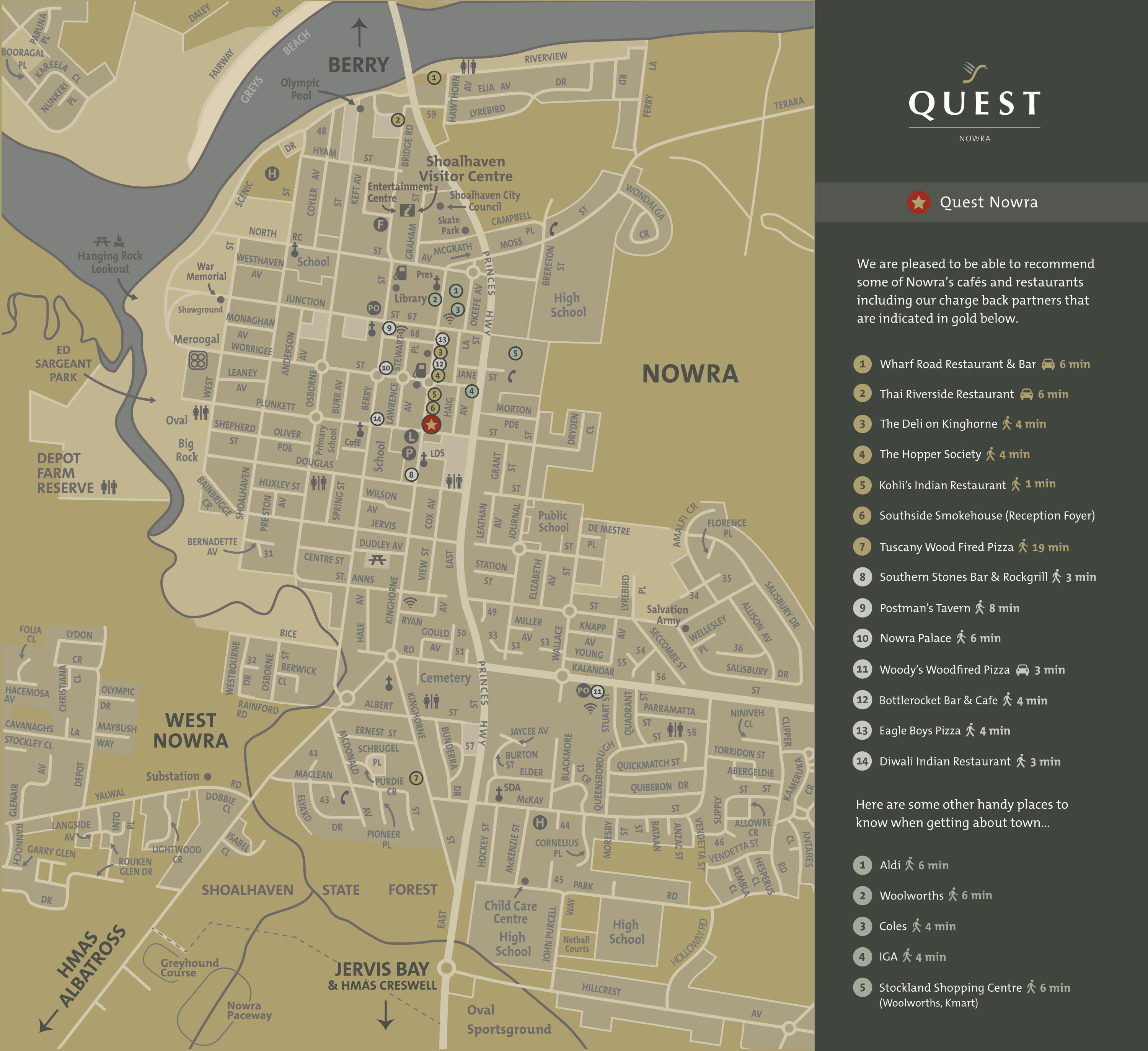 Quest Apartments Keycard Holder/Area Map brochure design (side 2)
