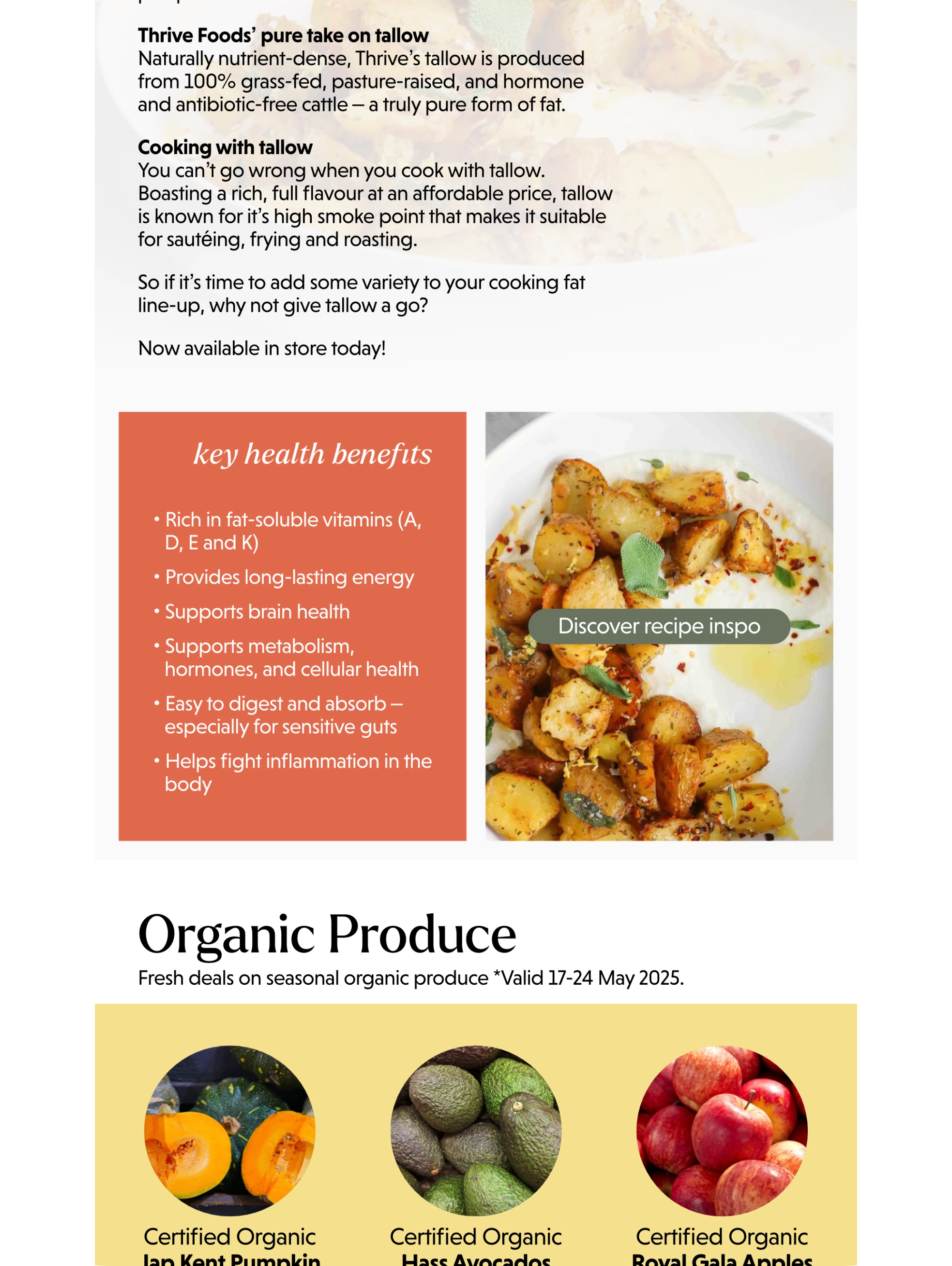 Snapshot of Flannerys email design featuring Tallow product