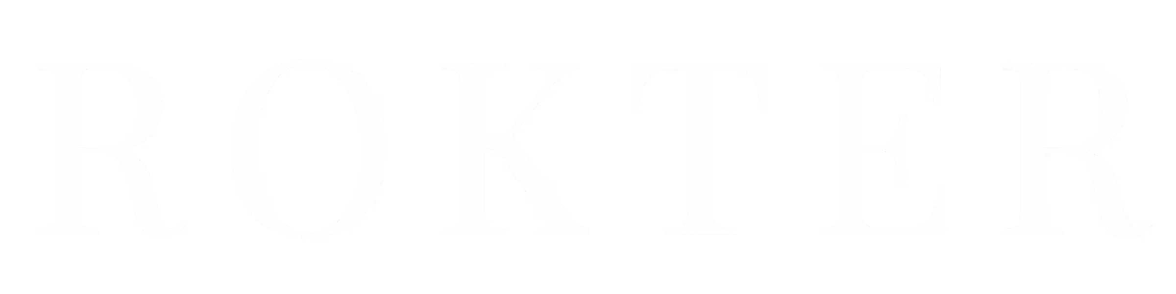 White capital letters spelling 'ROKTER' on a black background.