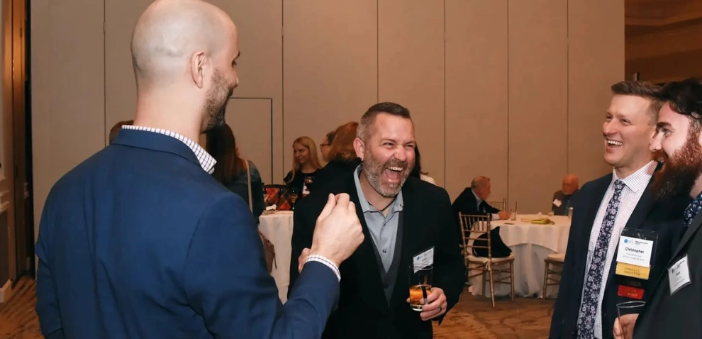 Mentalist and magician makes attendees laugh during a reception at The Drexelbrook in Drexel Hill, PA.