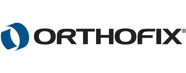 OrthoFix company logo with a blue geometric symbol to the left of the black uppercase text.