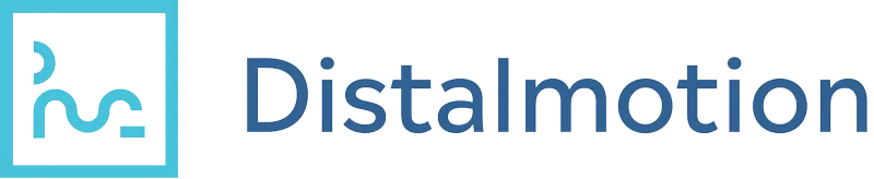 Distalmotion company logo with abstract blue symbol inside a square followed by the word Distalmotion in blue text.