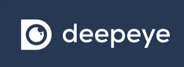 DeepEye company logo with a stylized eye icon and text on a dark blue background.