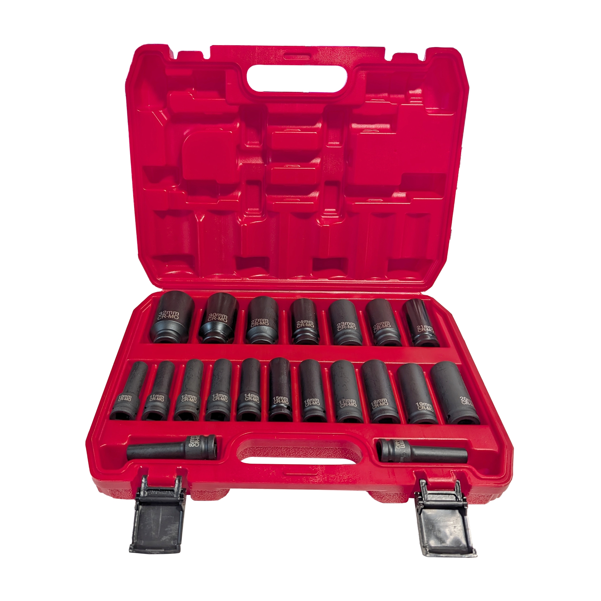 20-Piece 1/2" Drive CR-MO Deep Impact Socket Set 8-32mm