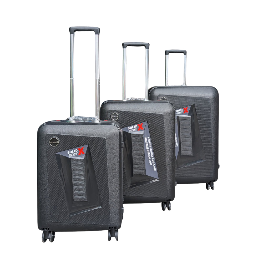 3 Piece Hard Shell Luggage Suitcase Set in Black