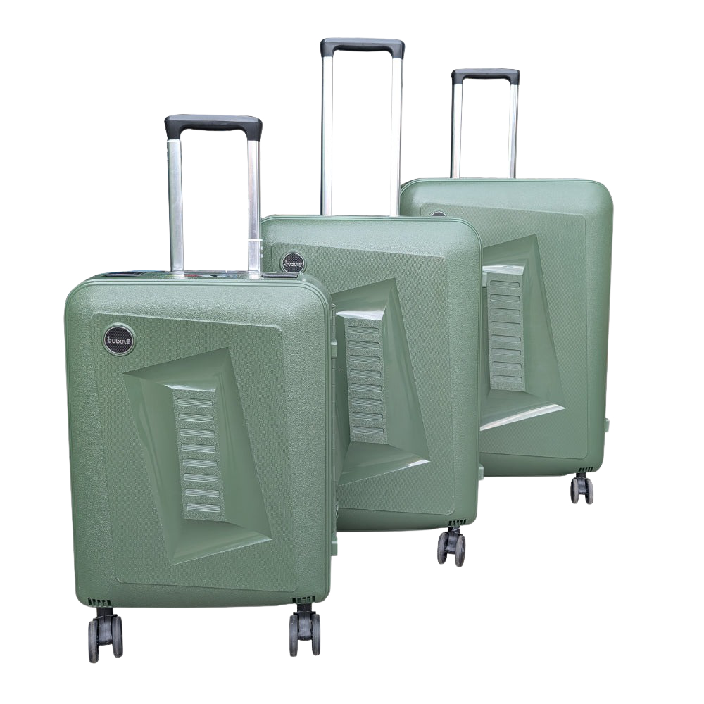 3 Piece Hard Shell Luggage Suitcase Set in Olive Green