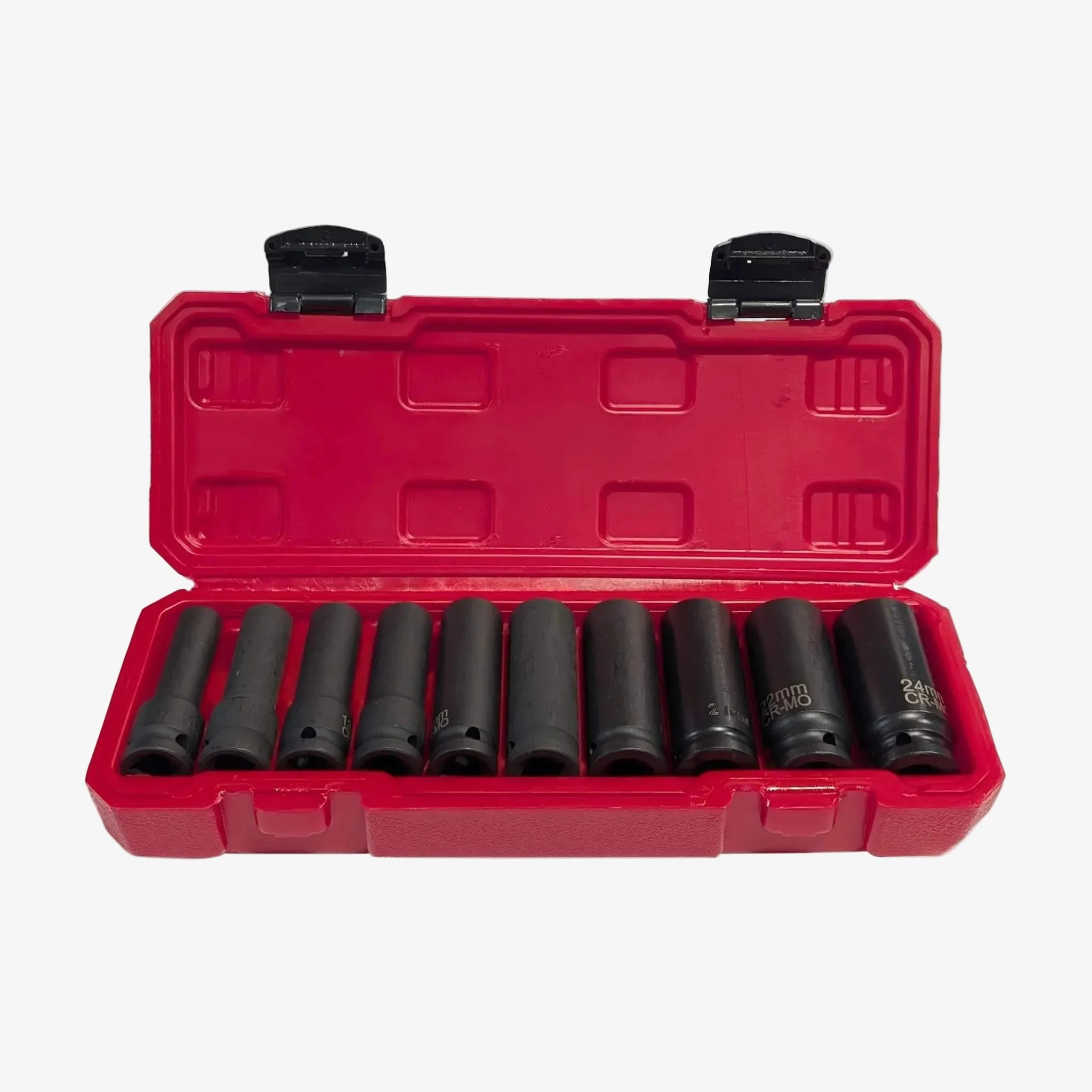 Solid X 10-Piece 1/2" Drive CR-MO Deep Impact Socket Set 10-24mm