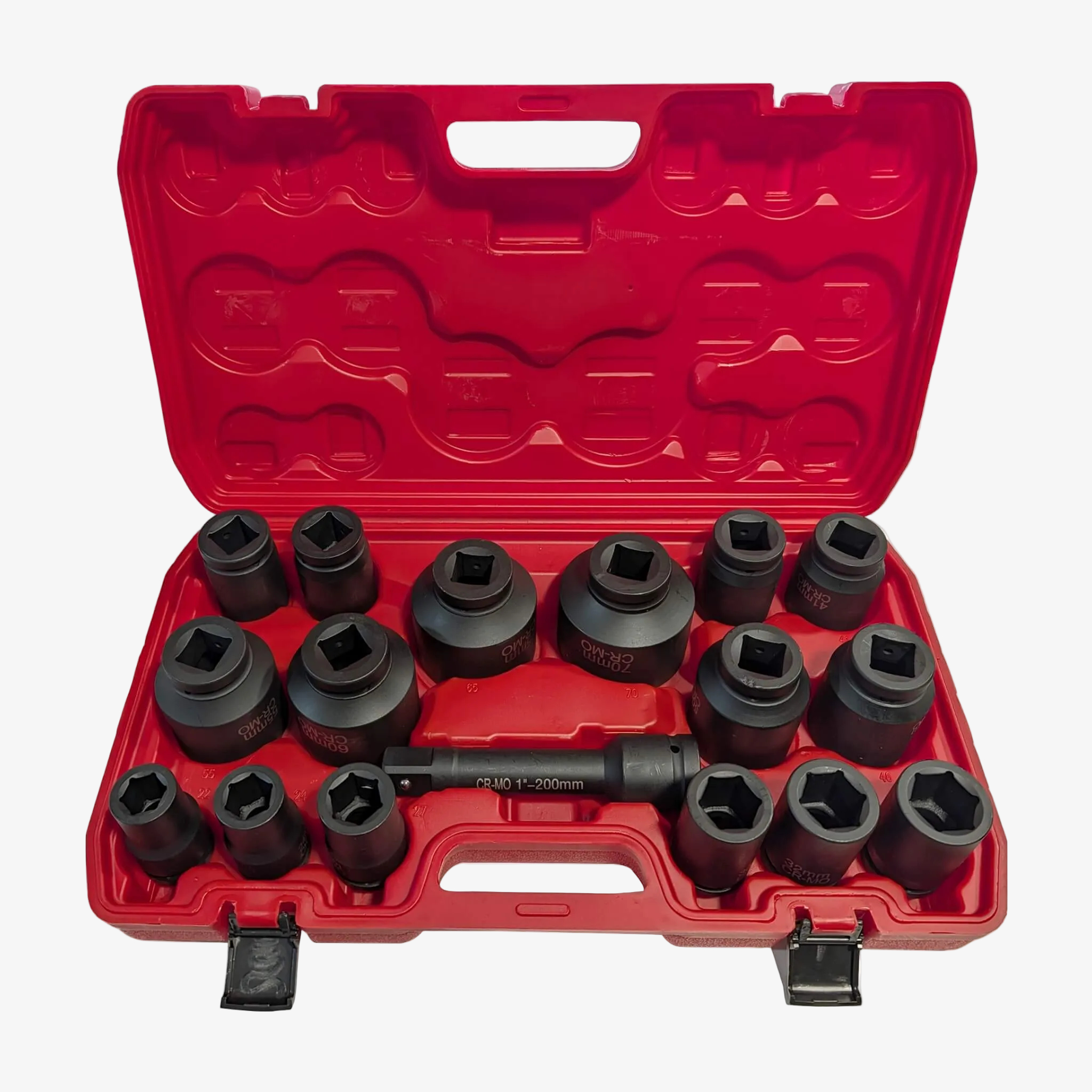 Solid X 17-Piece 1" Drive CR-MO Deep Impact Socket Set with Adapters