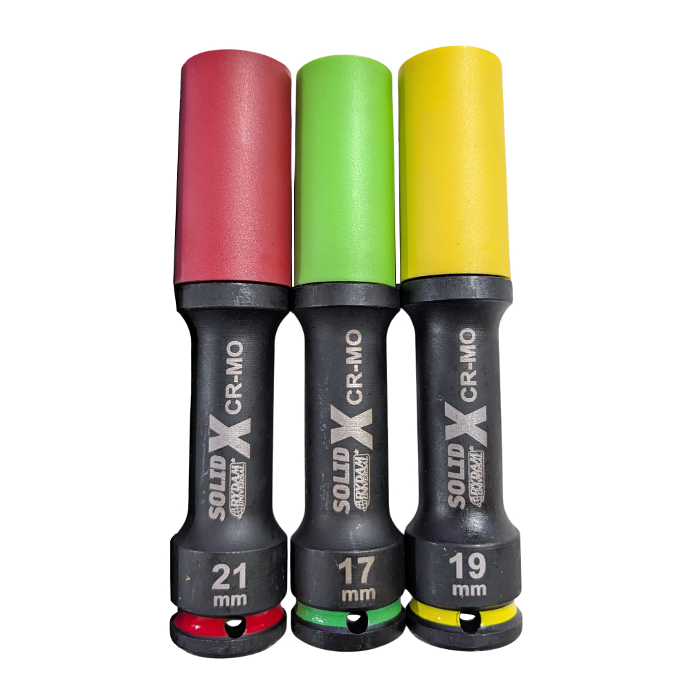 Solid X 3pc 1/2" Dr 6 Point Wheel Nut Torque 'Master Series' Sockets for Alloy Wheels. 17mm, 19mm, 21mm in Hardcase