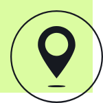 Black location pin icon centered on a light green square background.