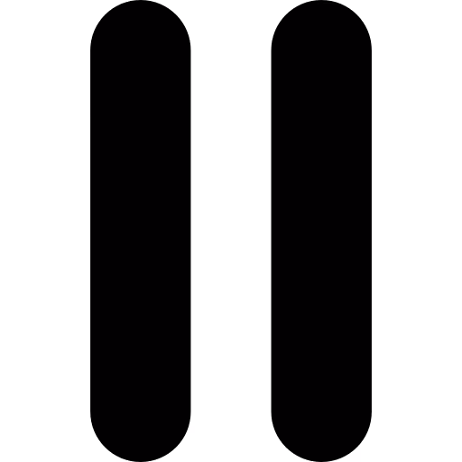 Black pause button with two vertical rounded bars on a white background.