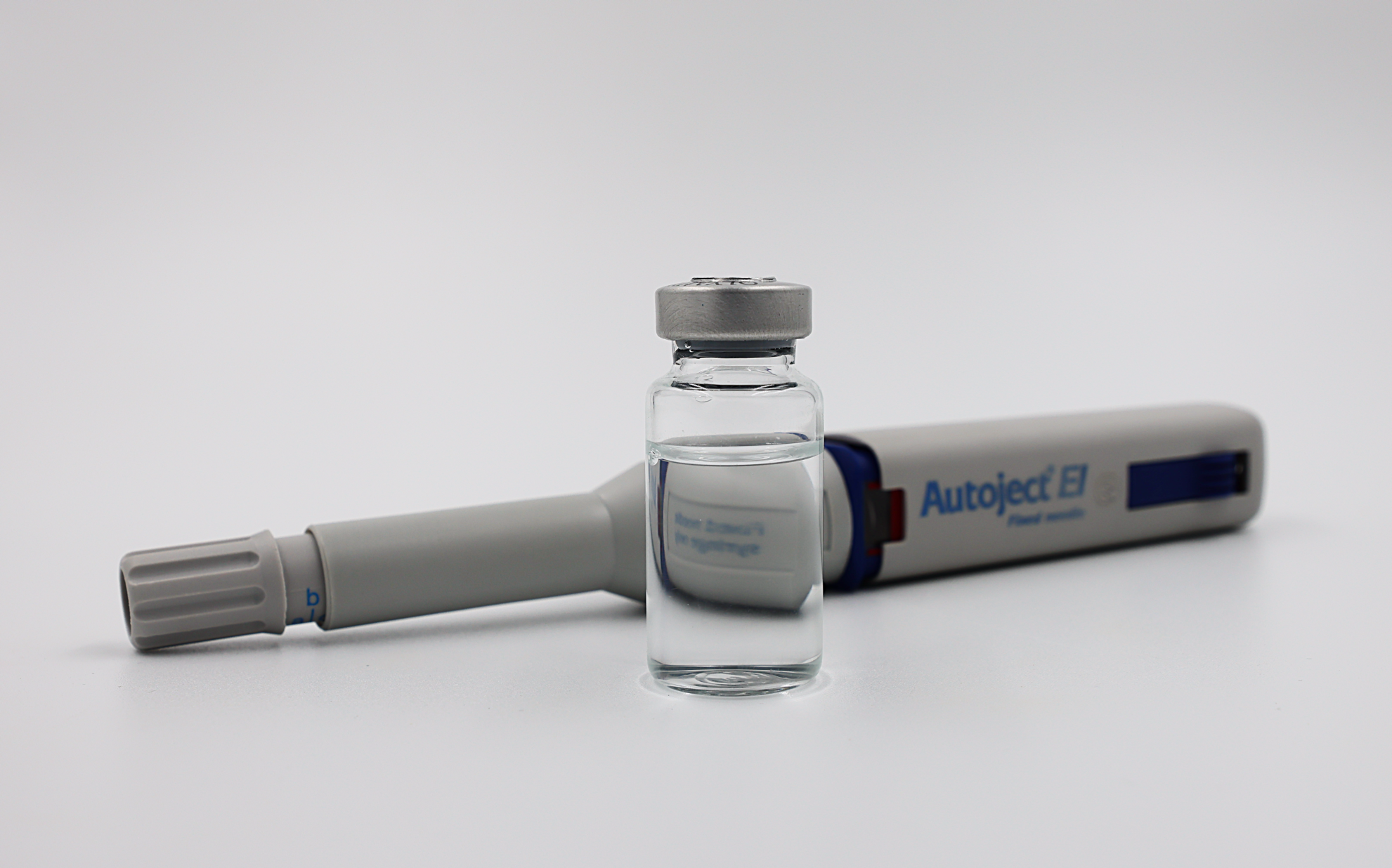 Vial of Trimix solution and Autoject medical device for premature ejaculation treatment at top sexual health clinic.