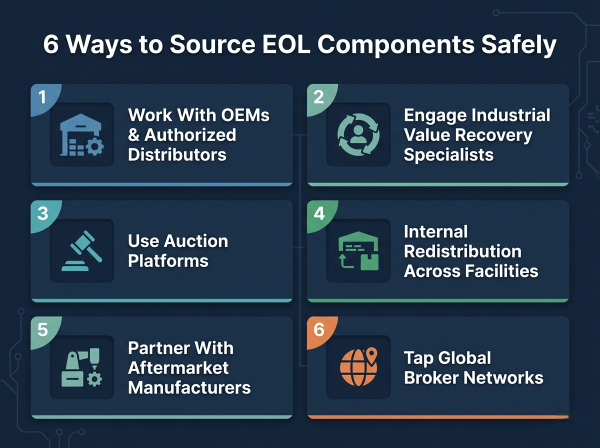 Infographic listing 6 ways to source EOL components safely
