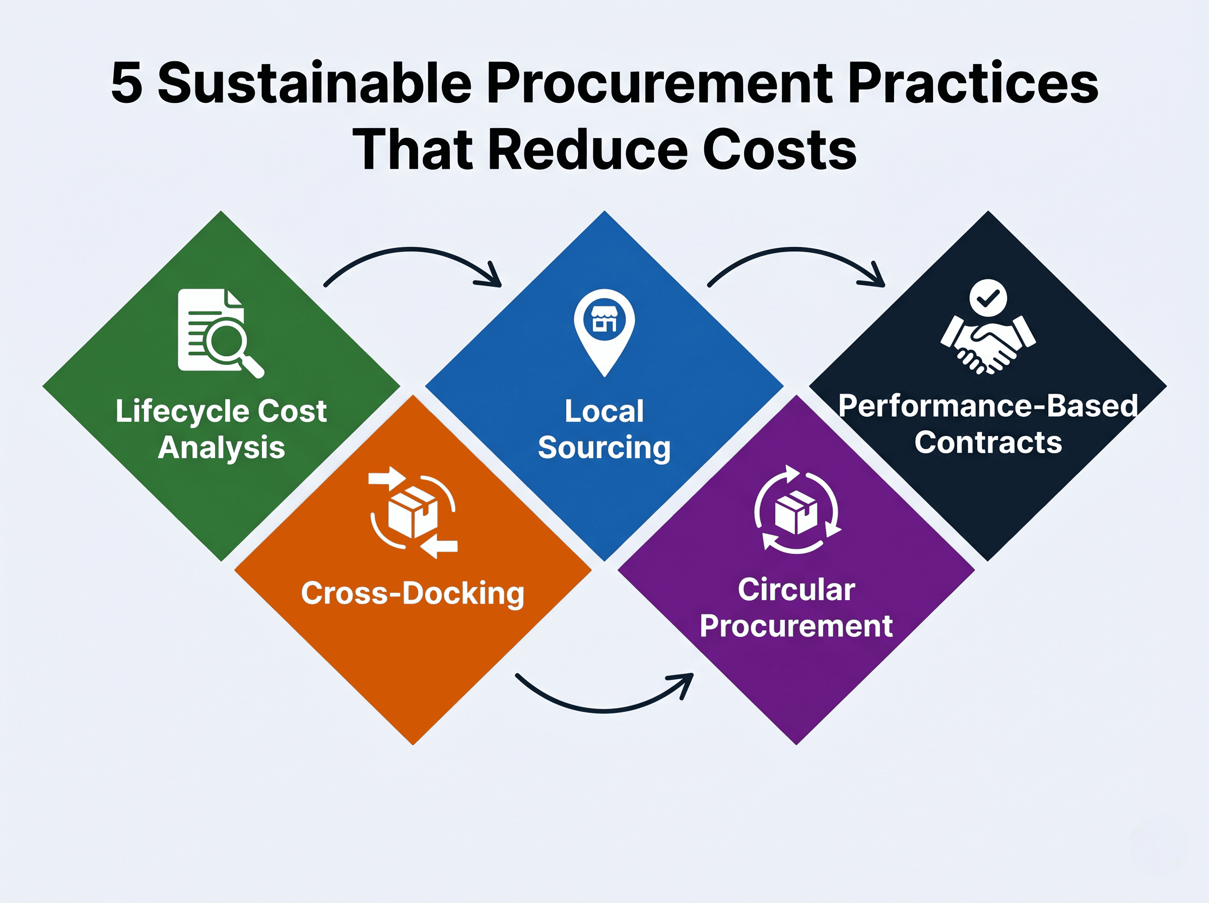 Infographic showing 5 sustainable procurement practices that reduce costs