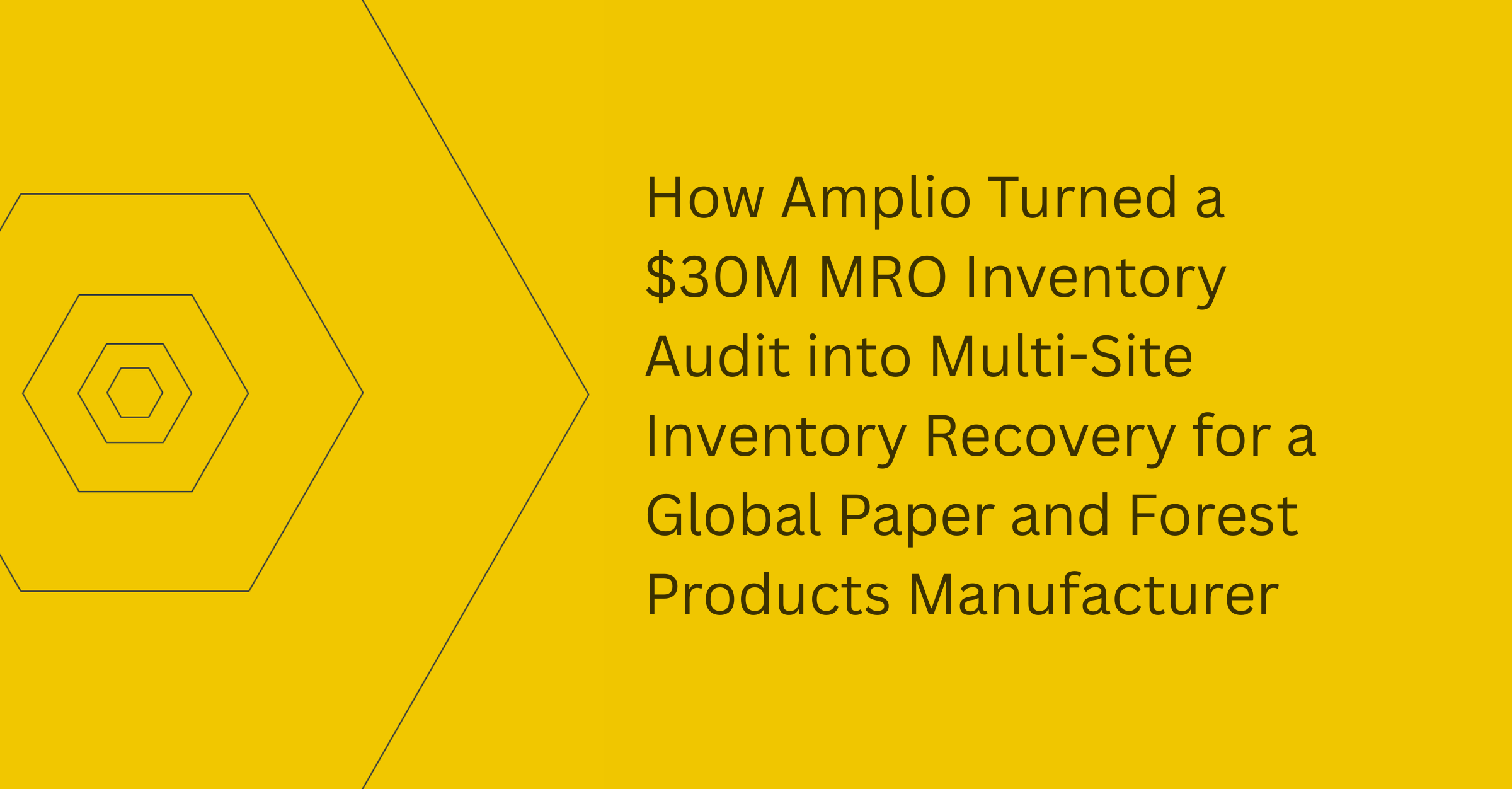 Amplio turned a $30 million MRO inventory audit into multi-site inventory recovery for a global paper and forest products manufacturer.