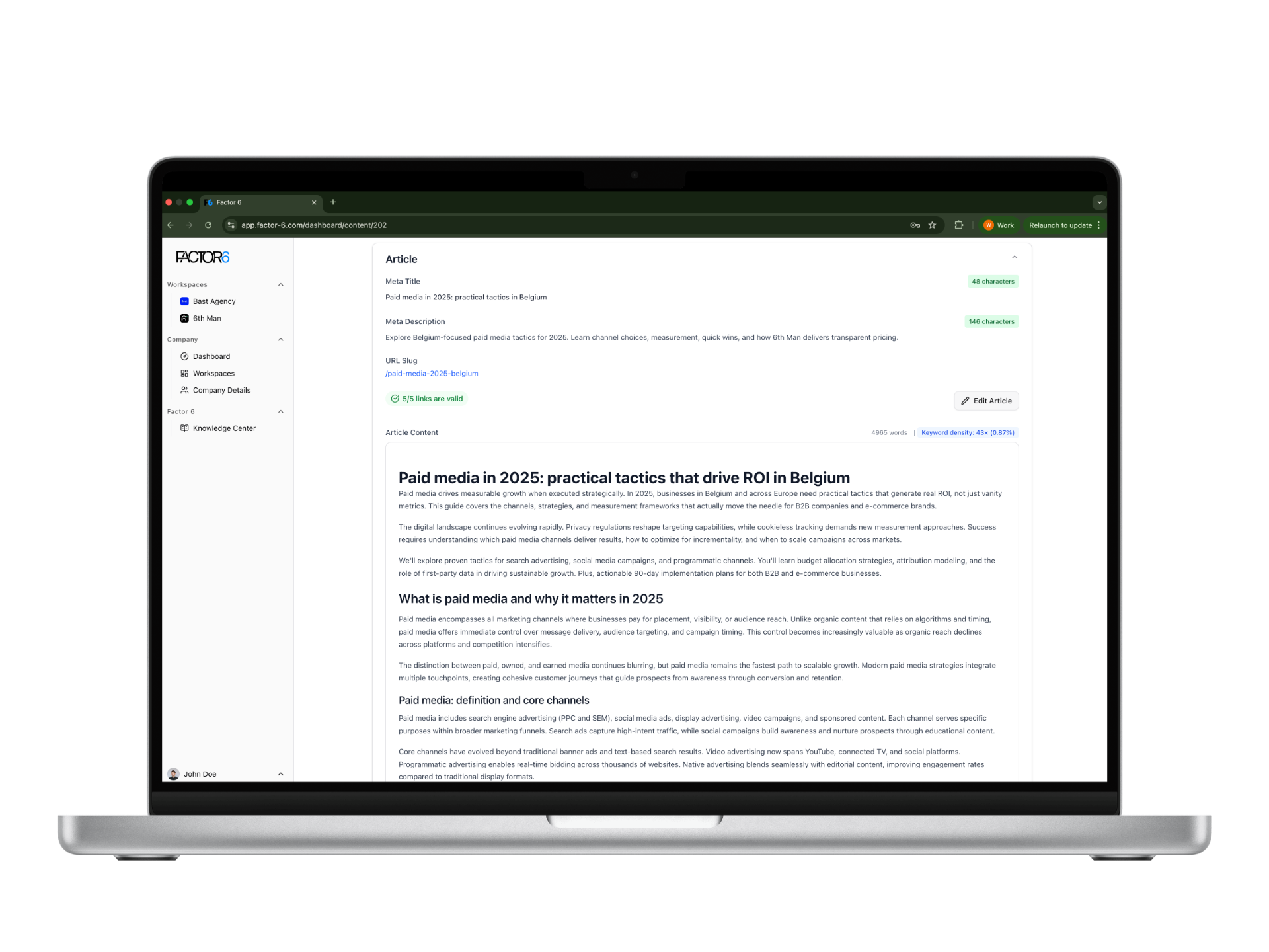 Automated internal linking