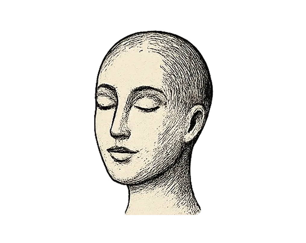 Ruhiges Gesicht mit geschlossenen Augen – steht für innere Tiefe, Reflexion und das bewusste Erleben des Moments.