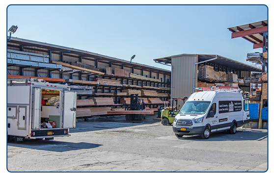 Contractor Express: Construction site with service van and material storage