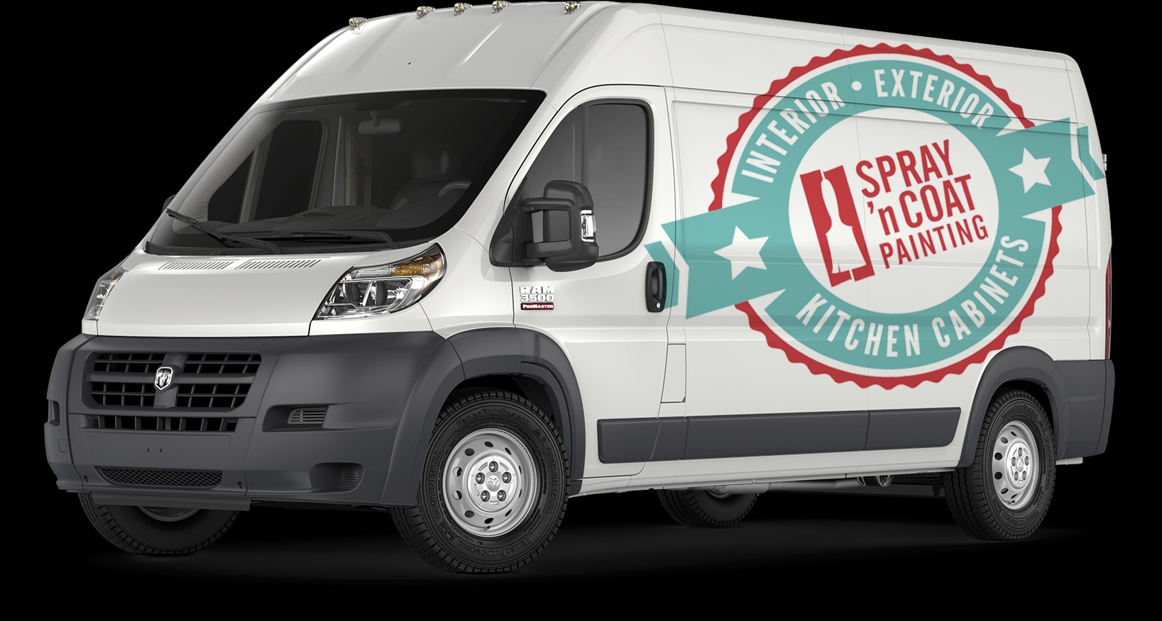 Spray 'n Coat Painting: White cargo van with painted business logo