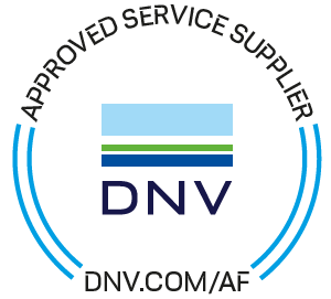 DNV logo with text 'Approved Service Supplier' and website link dnv.com/af.