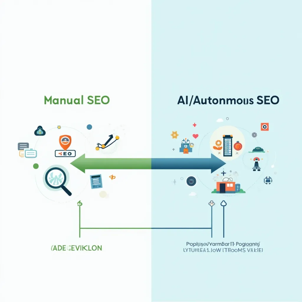 The Evolution of SEO for Startups Infographic showing the evolution from manual SEO to autonomous SEO for startups.