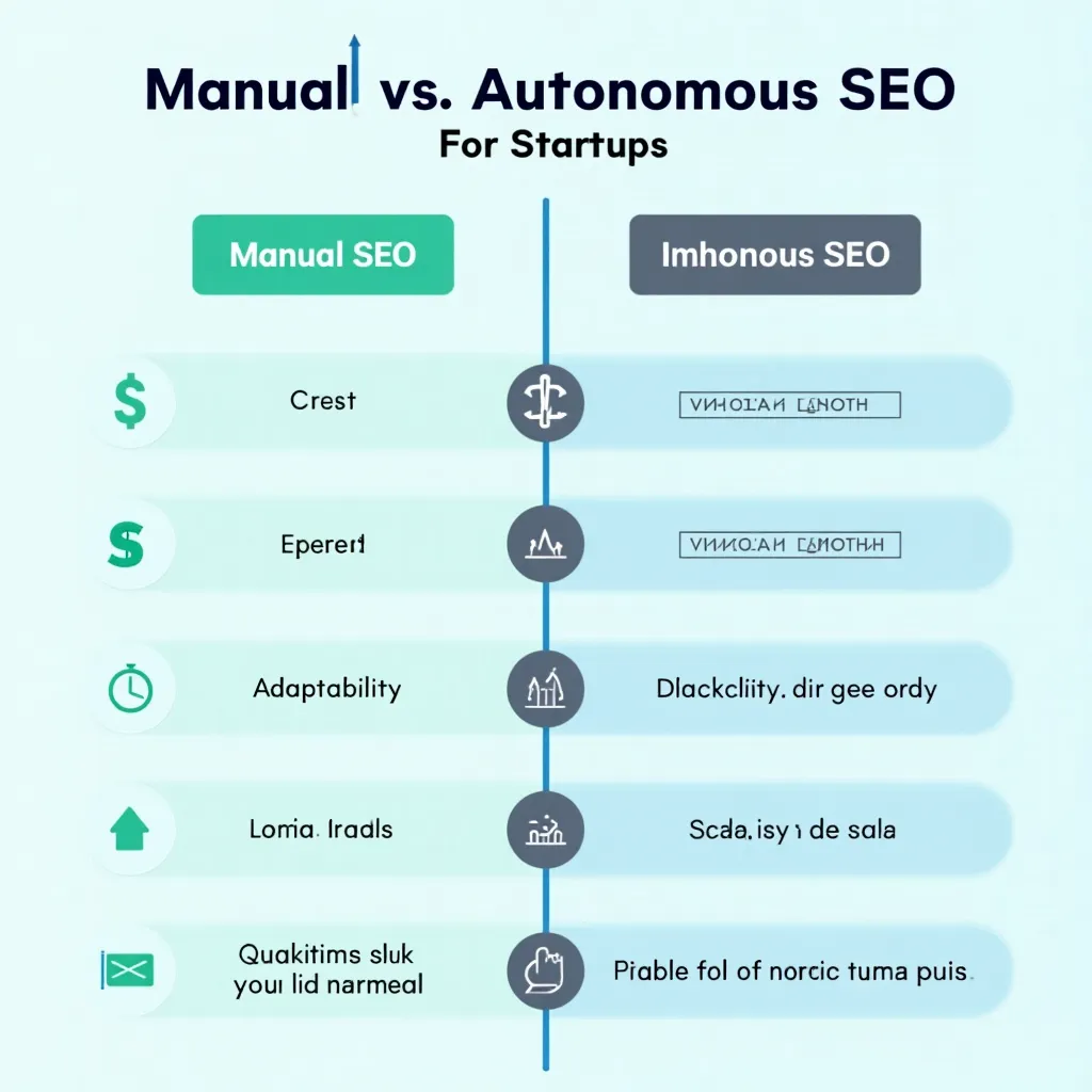 Manual vs. Autonomous SEO for Startups Table comparing manual SEO and autonomous SEO for startups.
