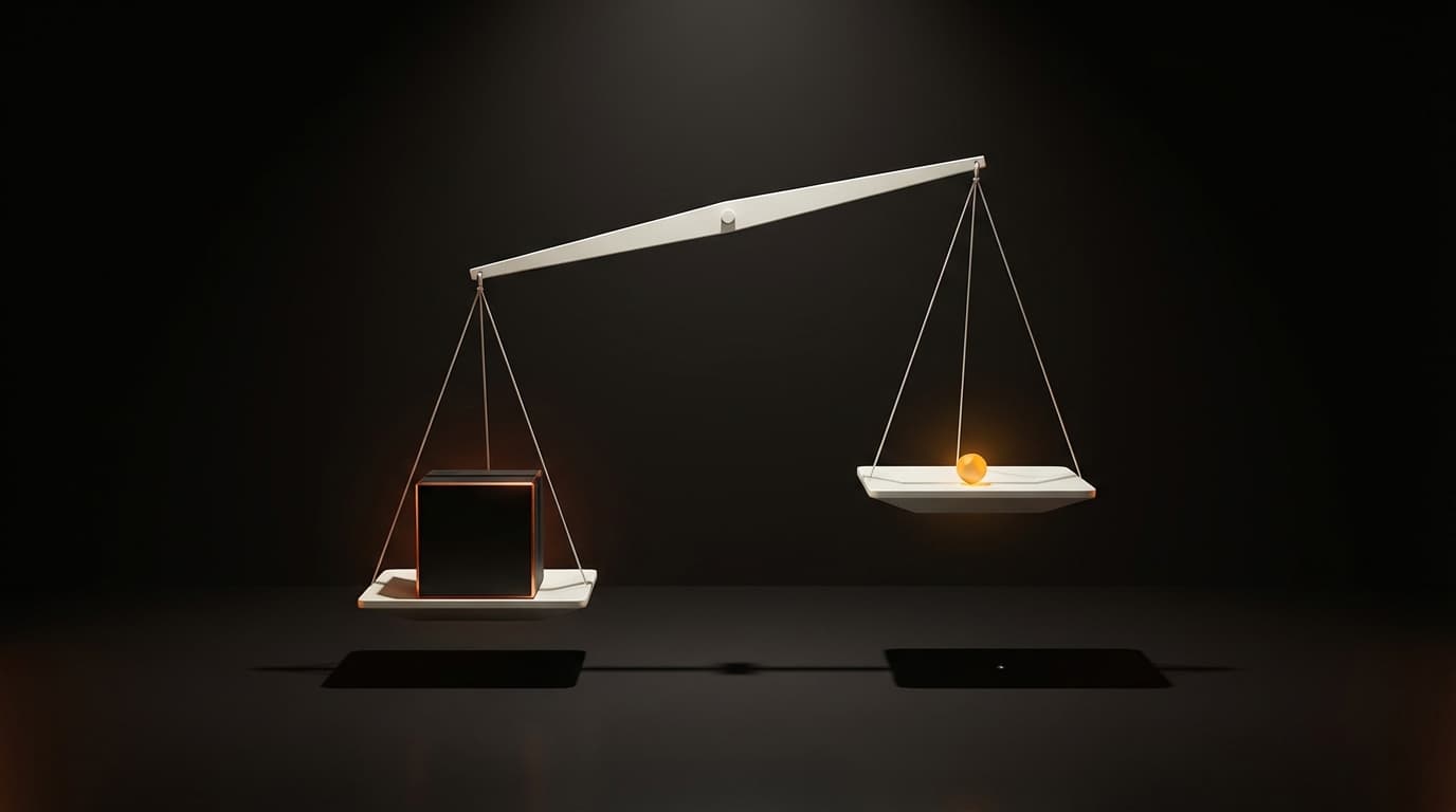 Balance scale illustrating the break-even cost comparison between agency SEO spend and autonomous platform ROI