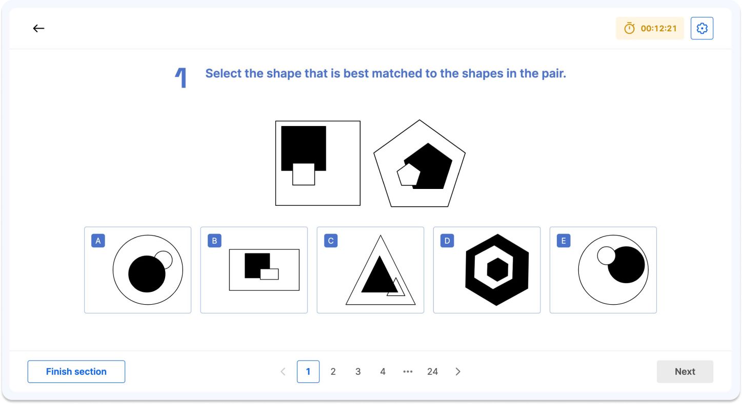 A figure classification question on a CAT4 mock test on Atom