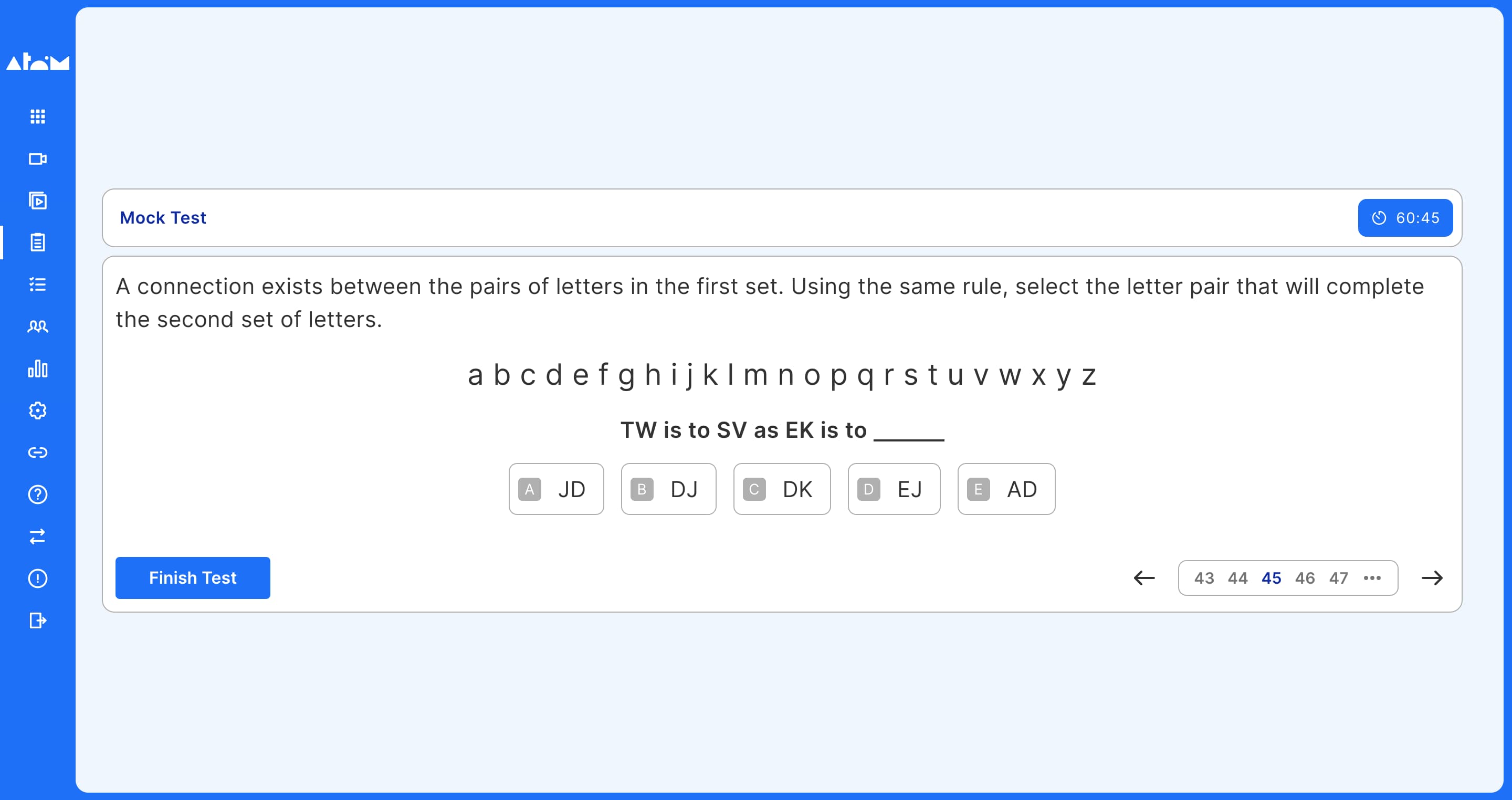 Letter sequences example question