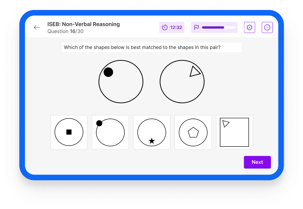An ISEB non-verbal reasoning mock test on Atom Home