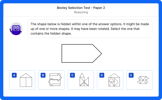 A reasoning question on a Bexley Selection Test mock test on Atom Home
