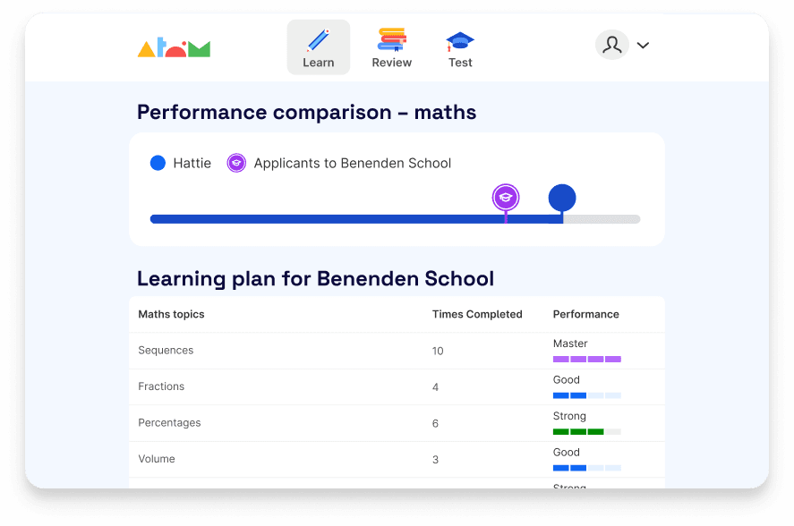 Benenden School learning plan on Atom Home