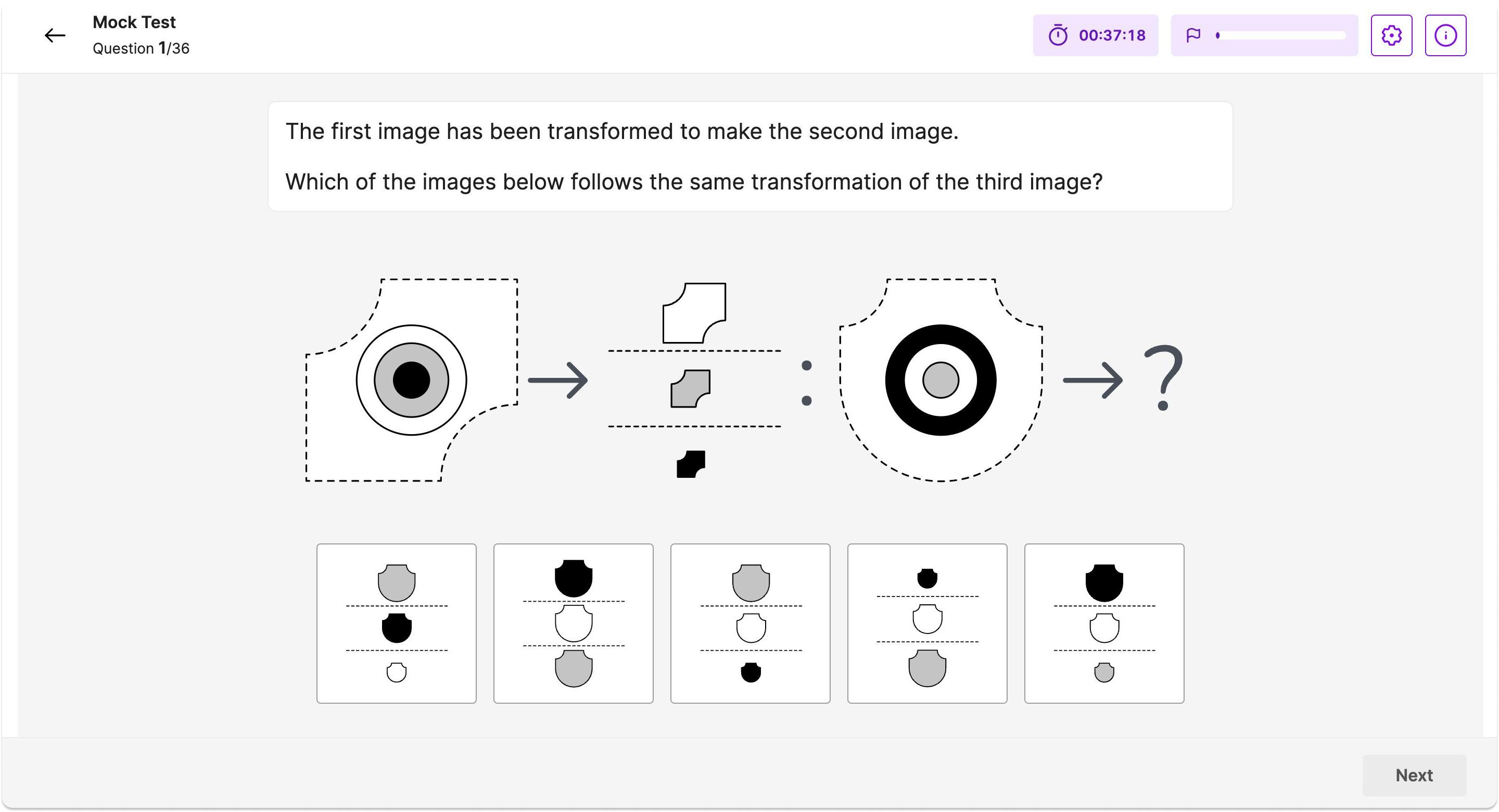 Example of a non-verbal reasoning question from an ISEB mock test on Atom