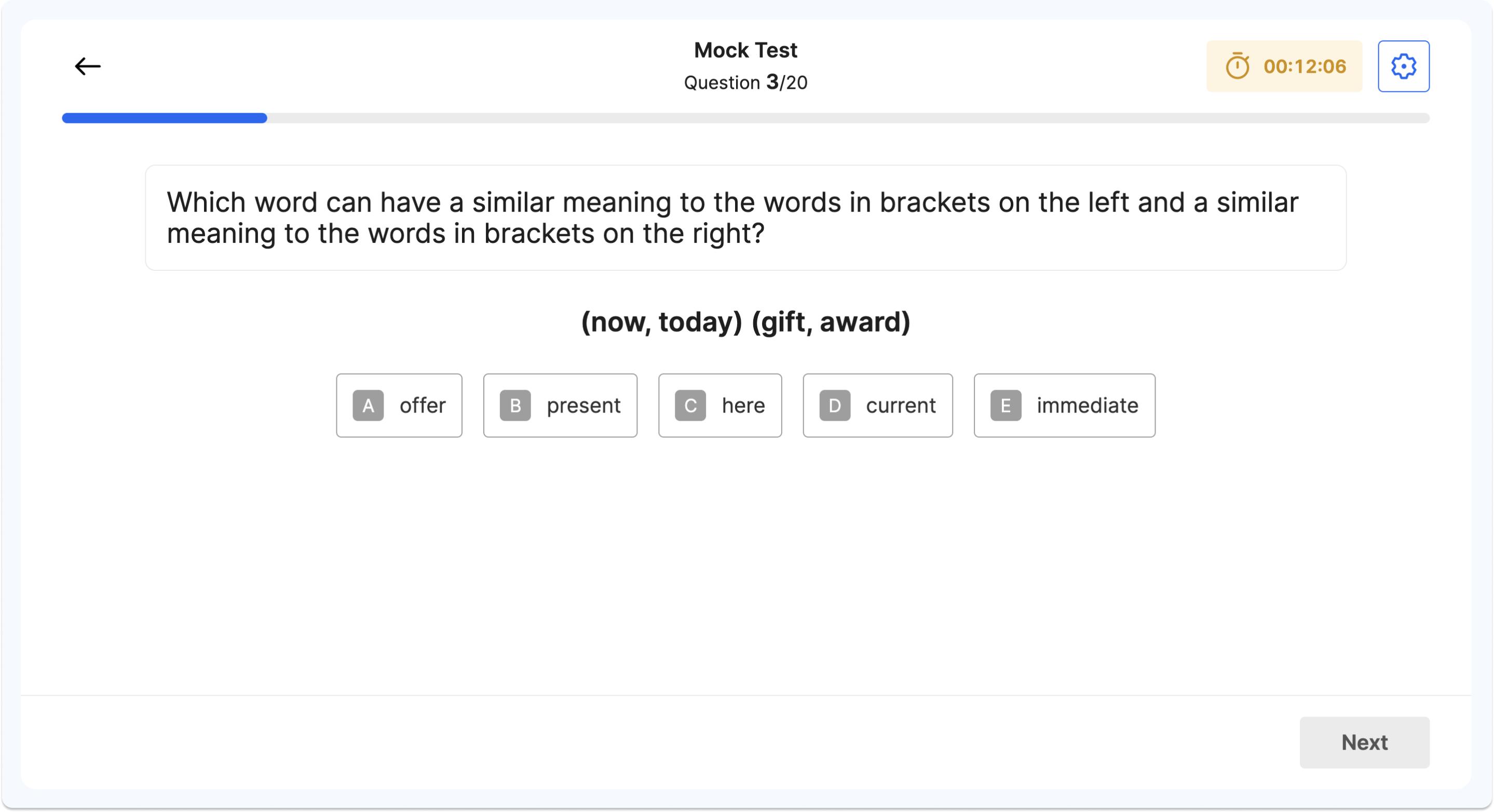 Example question from an Atom verbal reasoning mock test