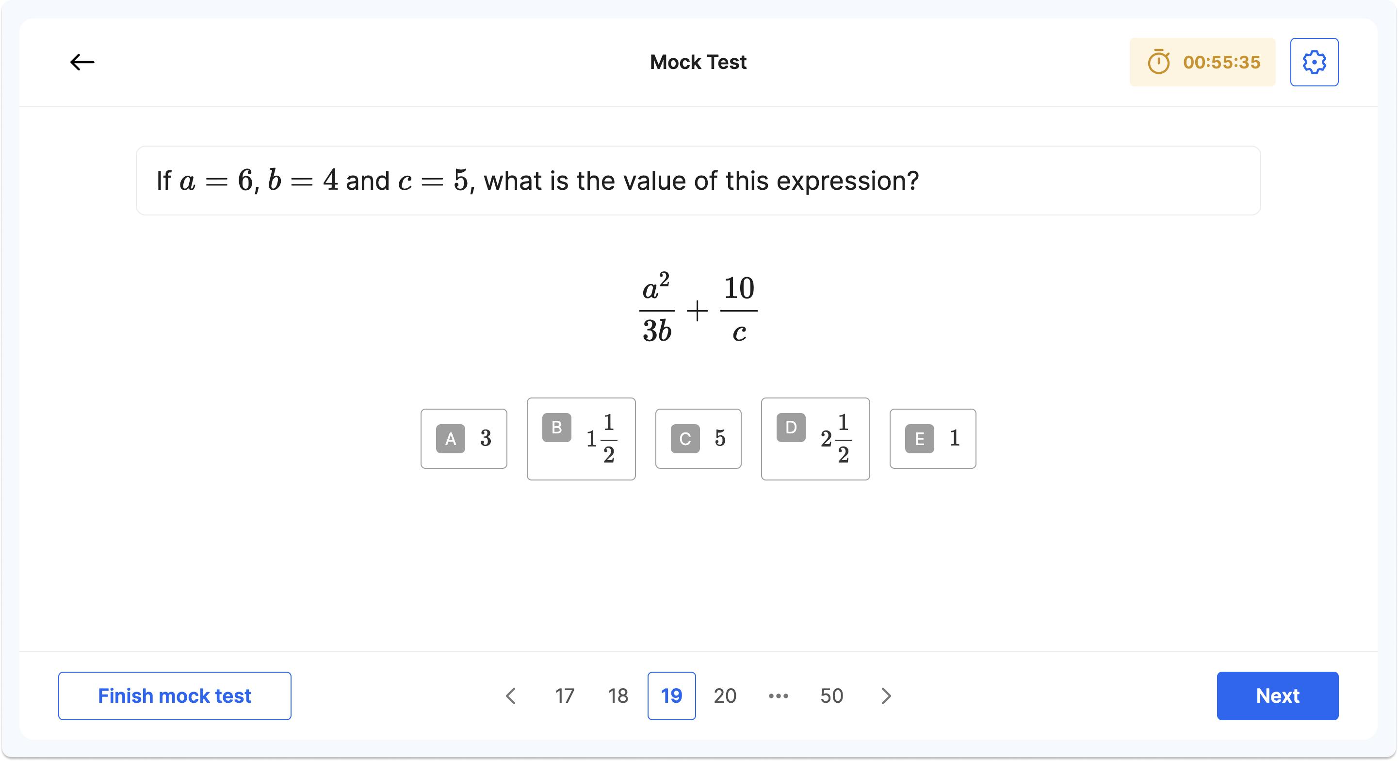 An example maths question from a Tiffin School second stage mock test on Atom