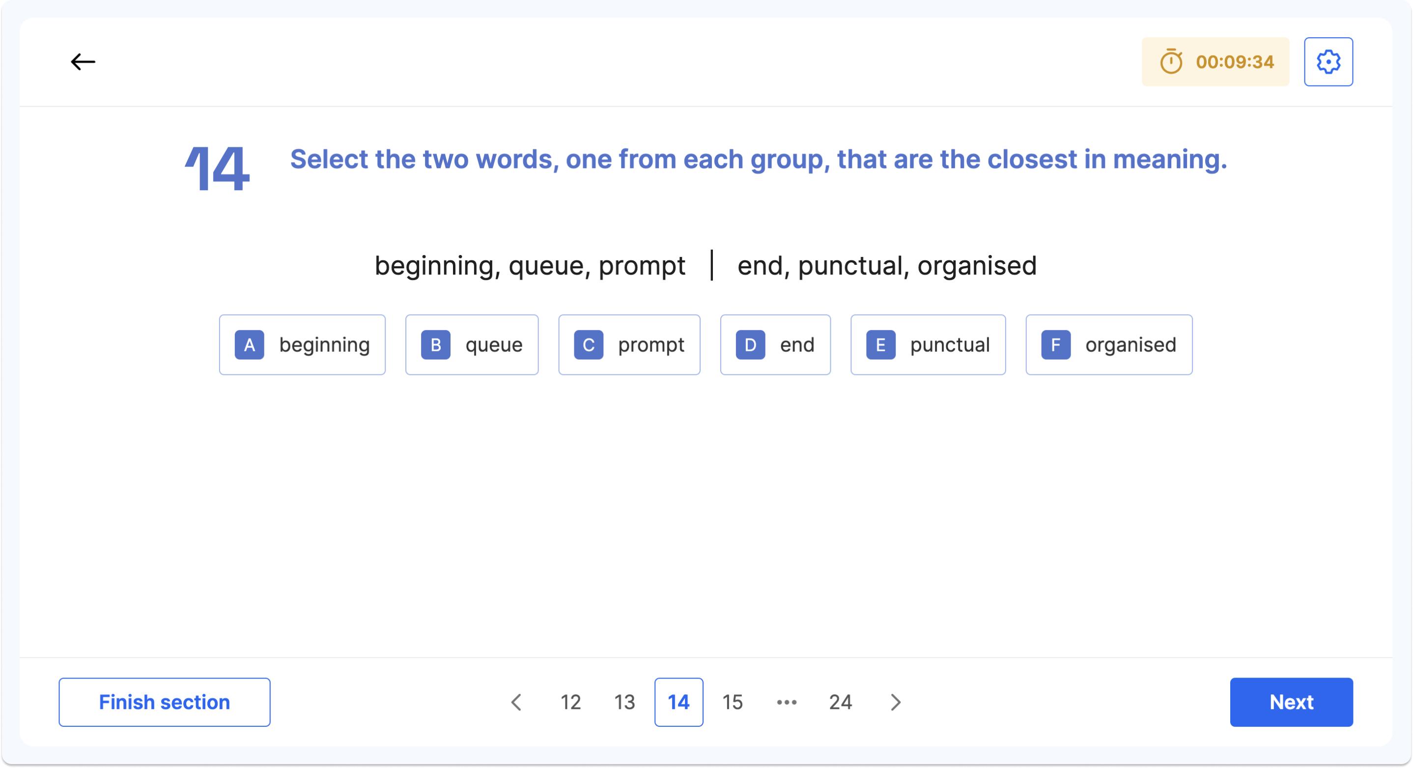 An example question on a CAT4 Level D Part 2 mock test on Atom