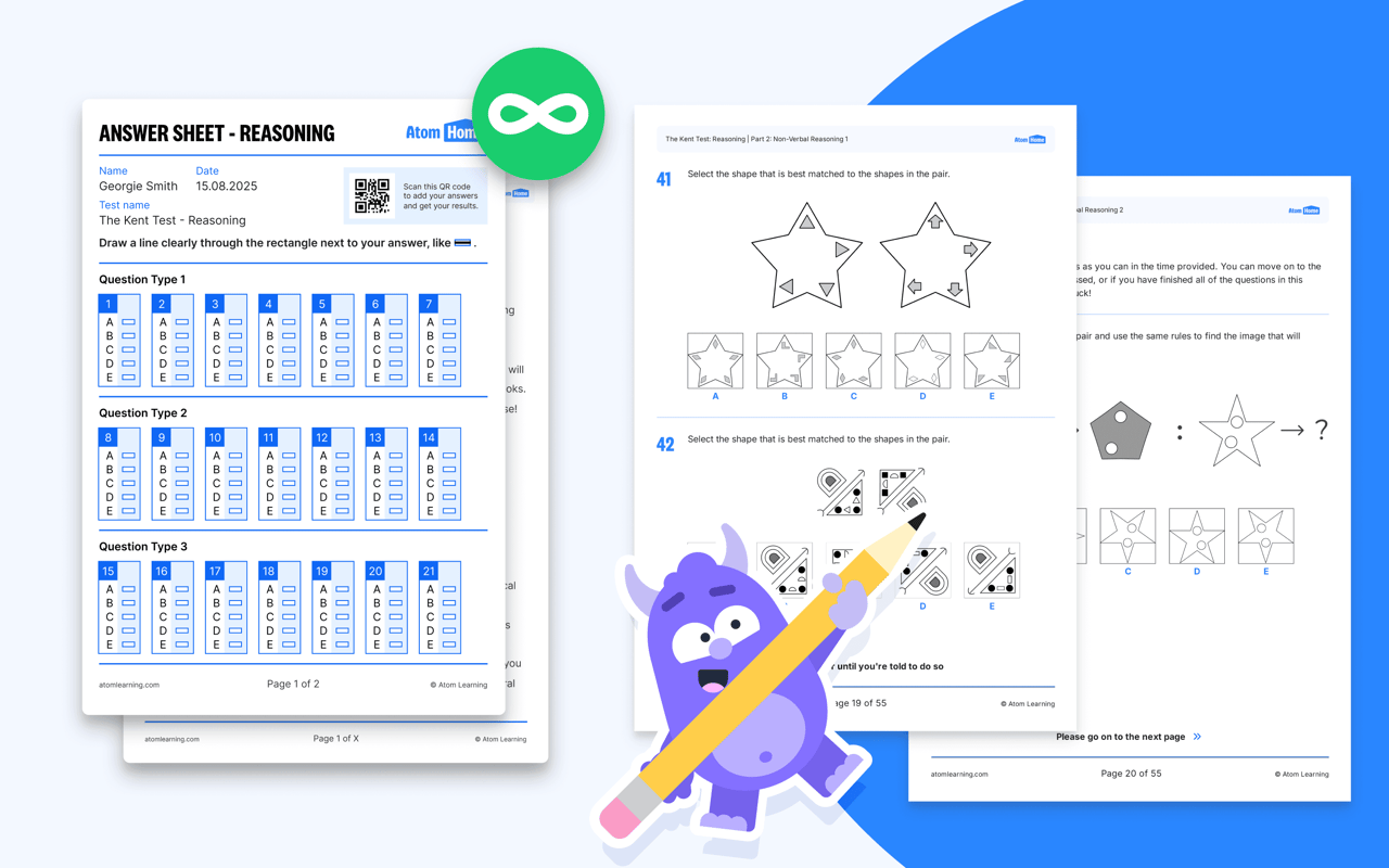 Pictures of some of the downloadable tests from Atom Home