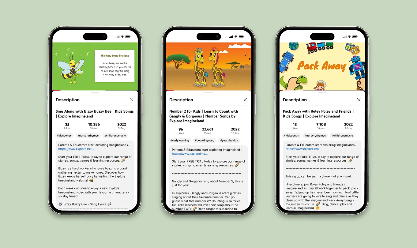 Explore Imagineland is an early years educational platform designed for families with children aged 2–6.